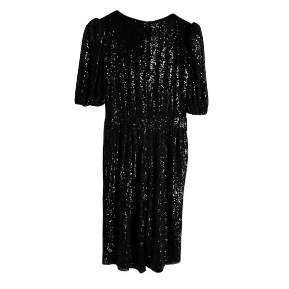 Trina Turk Black Sequined Short Sleeve V-Neck  Romper Size 6 - Picture 10 of 12
